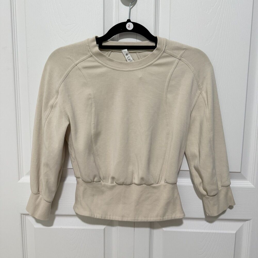 Women Lululemon Softstreme Ribbed-Hem Pullover Natural Ivory Size 2 - Picture 2 of 10